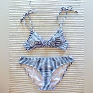 J. Crew Blue and White Striped Bikini